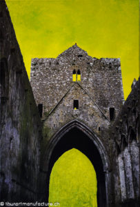 Rock of Cashel Irland, Oelmalerei auf Fotoleinwand.  , Christoph Thür